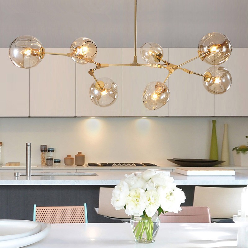 Gold Ceiling Lights Kitchen Lamp Glass Pendant Light Large Chandelier Lighting