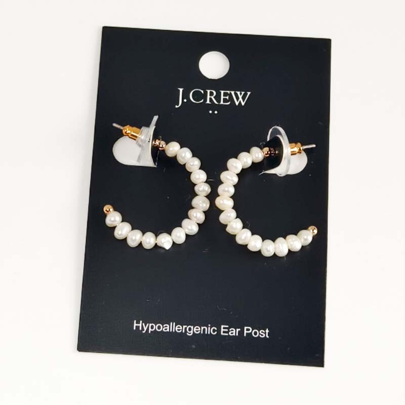 New 26mm Jcrew Real Pearl Hoop Earrings Gift Fashion Women Party Holiday Jewelry