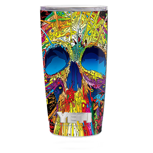 Skin Decal for Yeti 20 oz Rambler Tumbler Cup / colorful skull 1
