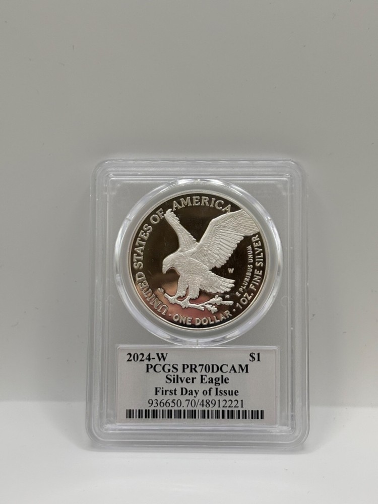 2024-W DAVID HALL SIGNED LABEL PCGS PR70DCAM SILVER EAGLE FIRST DAY OF ISSUE