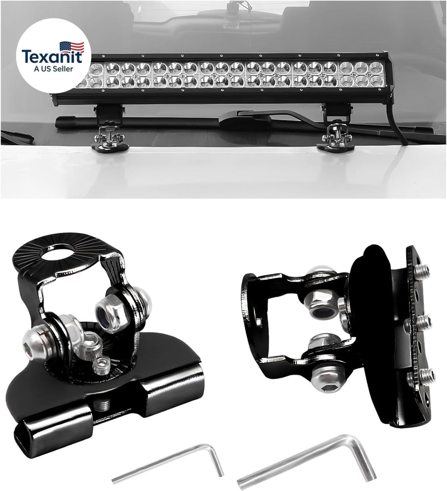 2 PCS LED Light Bar Mounting Brackets, Adjustable Pillar Hood Work Lamp Holder w