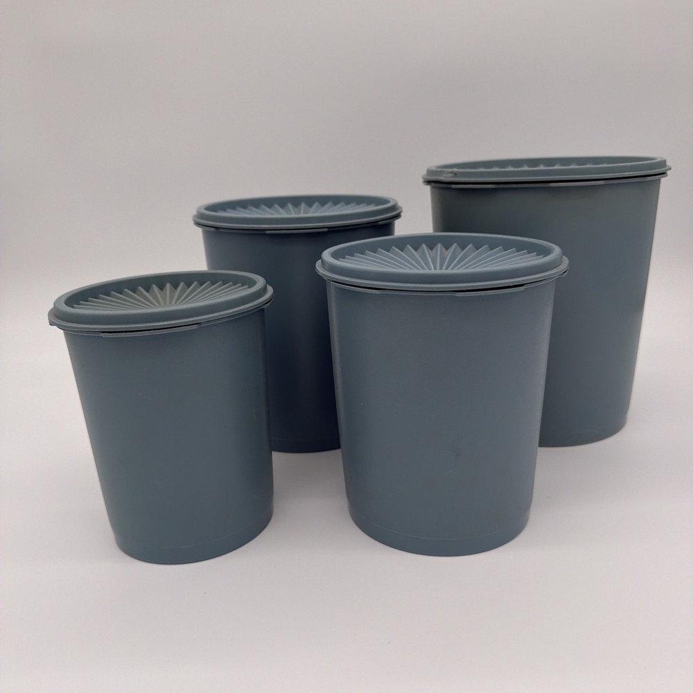 Vintage Tupperware Nesting Canisters Set of 4 With Lids Light Blue