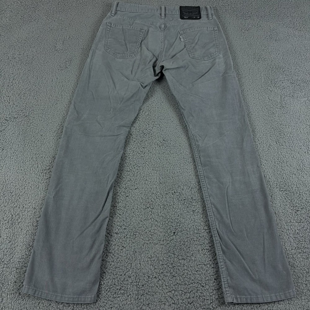 Levis Pants Mens 30x32 Gray Corduroy 514 Straight Fit Low Rise Light Wash Cotton
