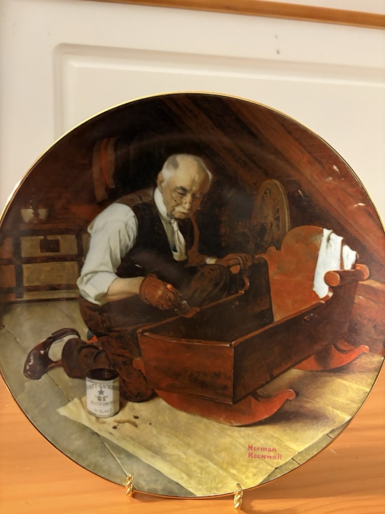 norman rockwell grandpa's gift Plate by edwin m. knowles china co no box