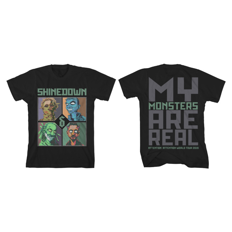 2 sides Shinedown My Monsters Are R Attention  Shirt Black Unisex S-5XL 1UU104