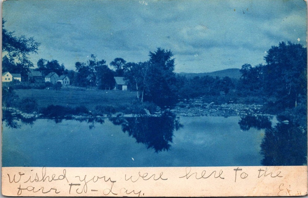 RPPC View of Lake, Cyanotype Lancaster NH Undivided Back Vintage Postcard V75