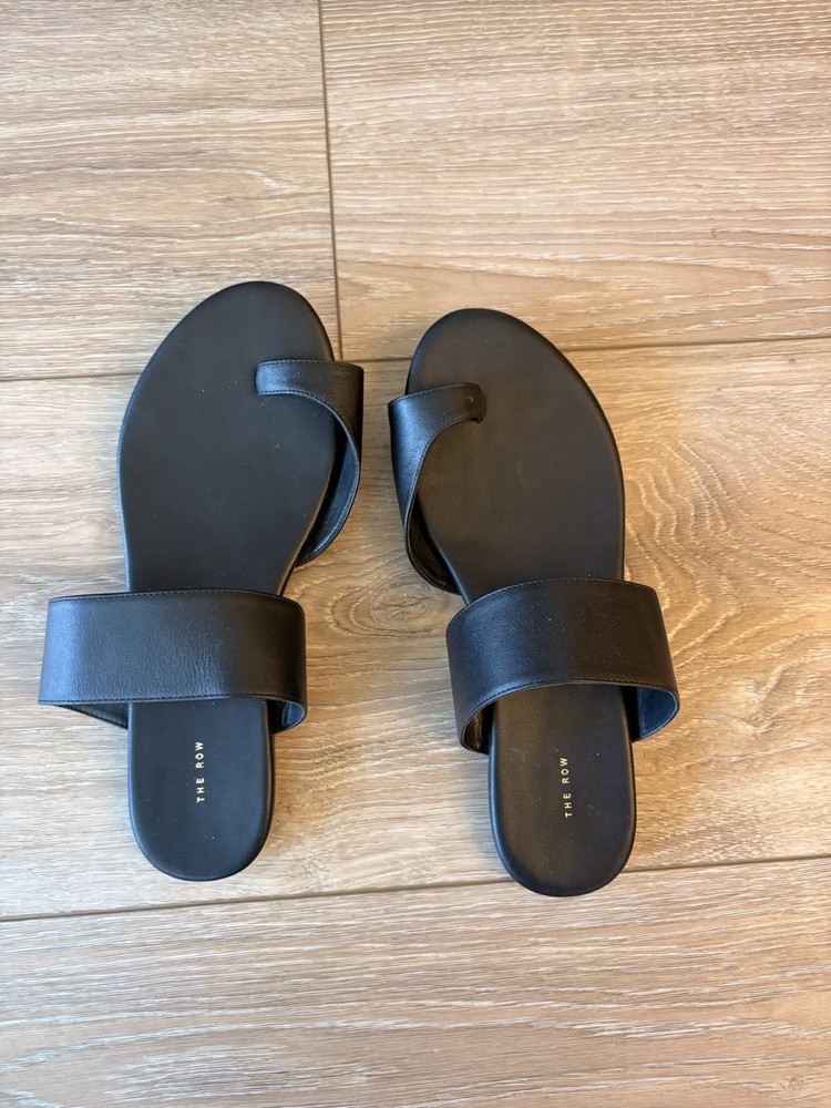 *NEW* The Row Infradito Flat Leather Toe-Strap Slide Sandals