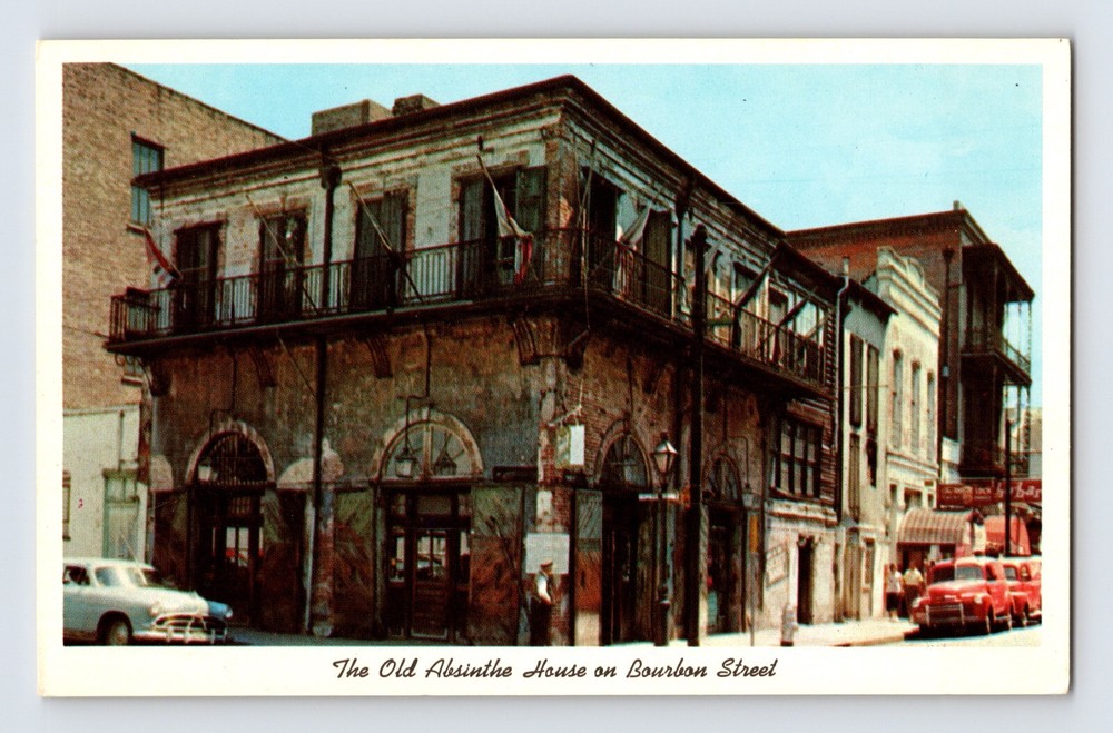 Postcard Louisiana New Orleans LA Bourbon Street Old Absinthe House 1960s Chrome-image