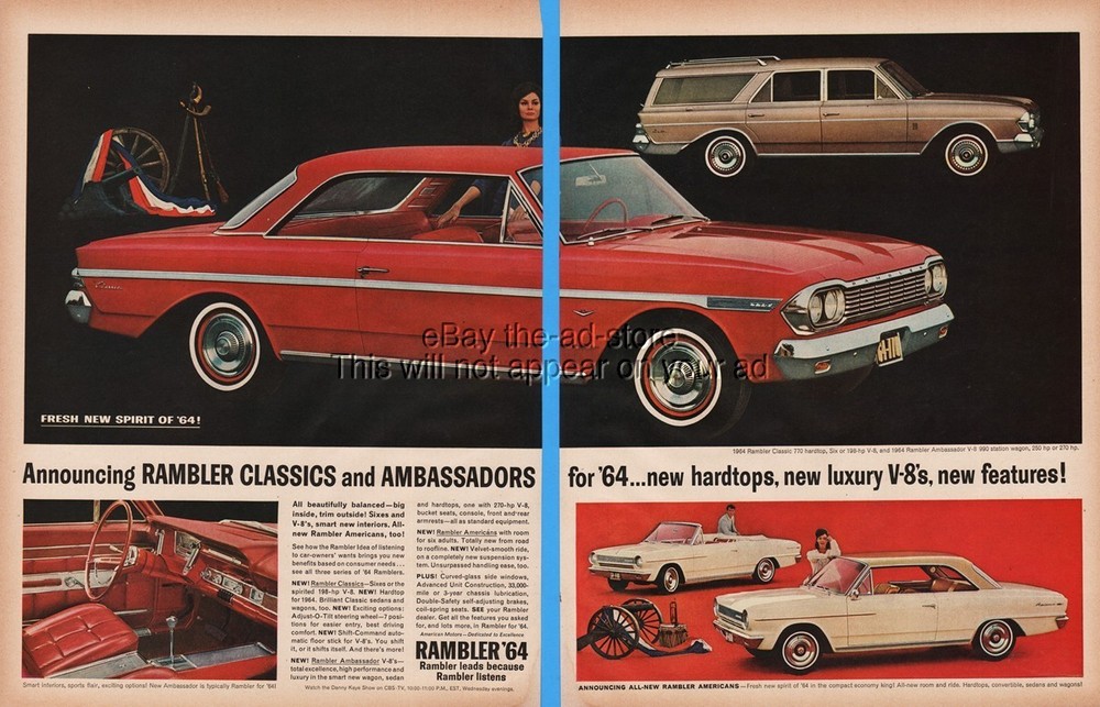1964 Rambler Classic 770 Ambassador Station Wagon American Convertible 1963 Ad