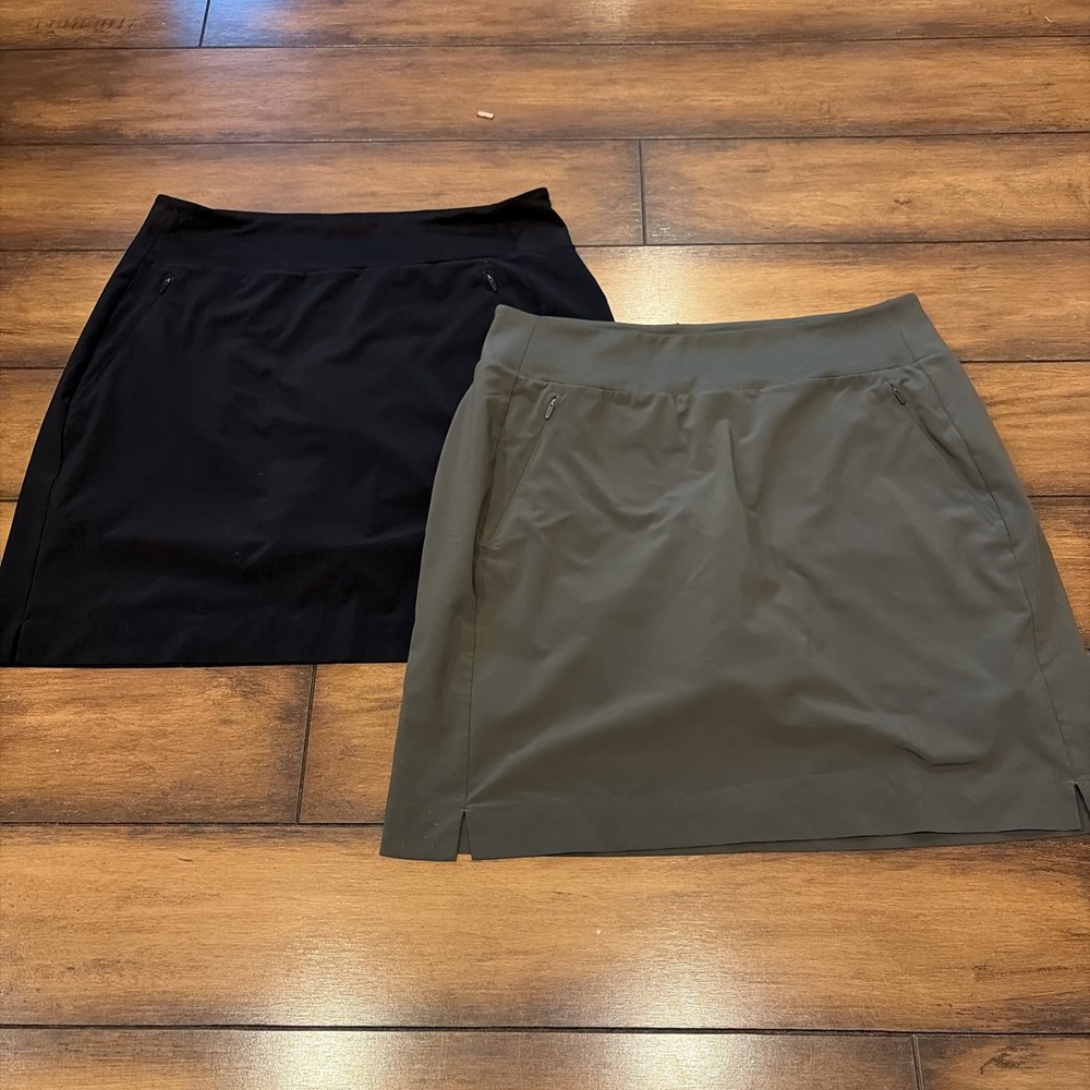 (2)Athleta Womens Soho Skort 8T Tall Olive Green Athletic Golf Hiking And Black