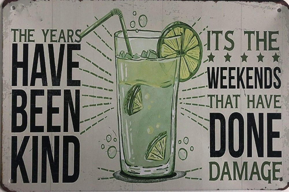 Nostalgic Alcohol Tin Sign Metal Wall Decor for Bar Cafe Home 8 X 12 Inch