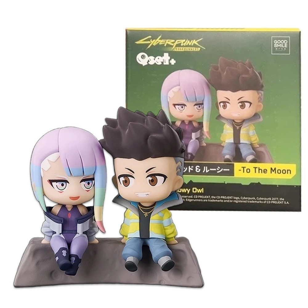 Cyberpunk Edgerunners David & Lucy Statue Figure 8cm Qset Anime Sitting Model
