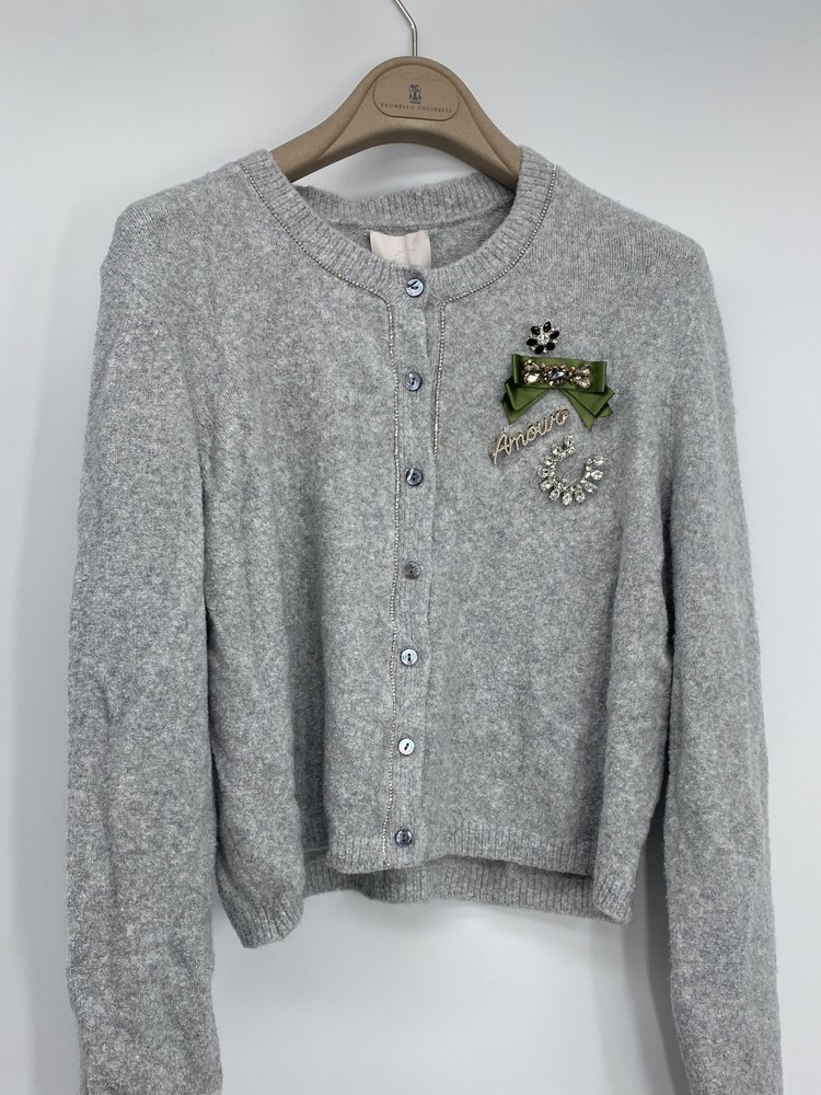 Cinq A Sept Womens Cardigan Heather Gray Size L Allura Form-Fitting Button Up