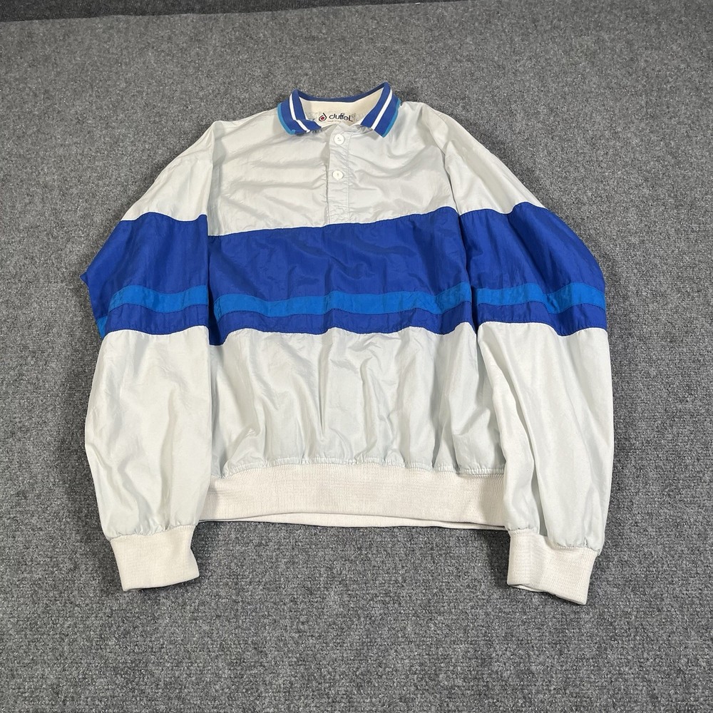 Vintage Jacket Men’s Large Blue White 60s 70s Striped Surf Made In USA