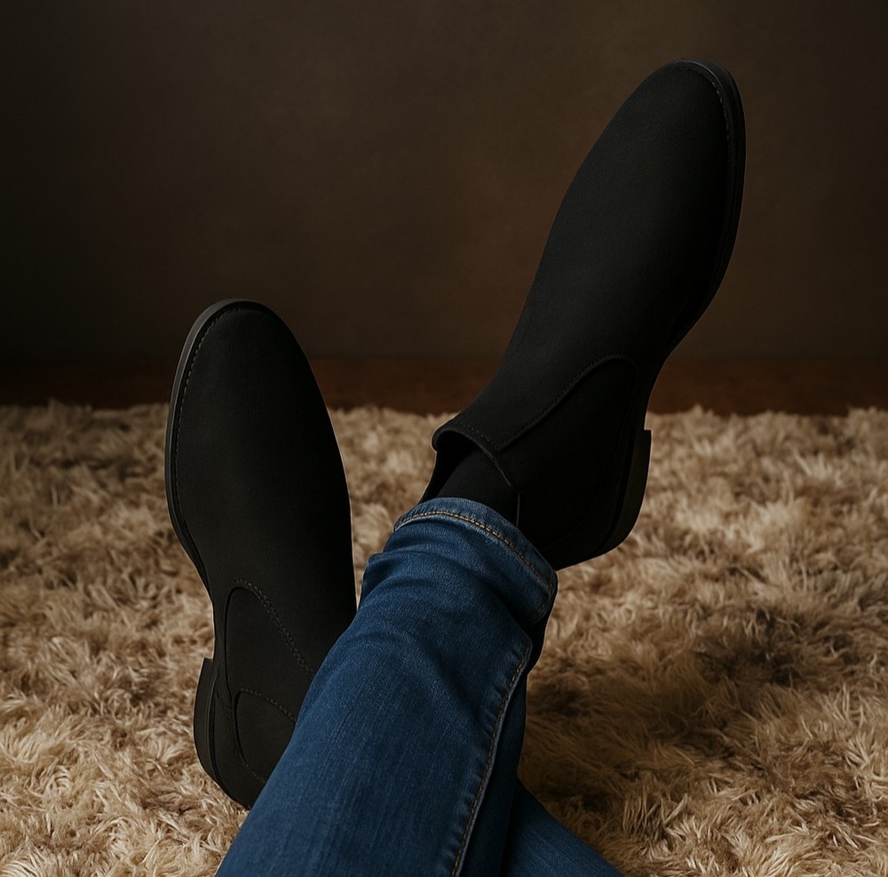 Handcrafted Chelsea Boots, 100% Genuine Leather, Suede Finish. USA Size 8.5