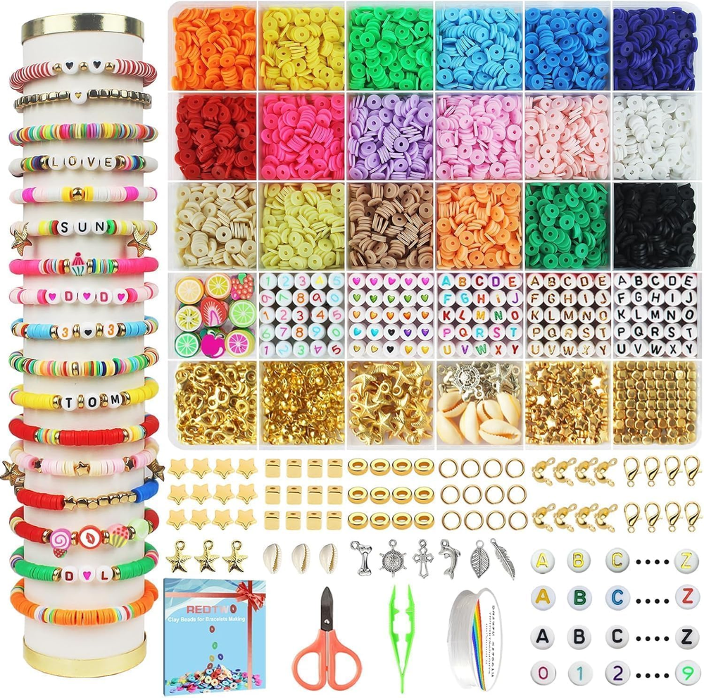 5100 Clay Beads Bracelet Making Kit, Flat Preppy Beads for Friendship Jewelry