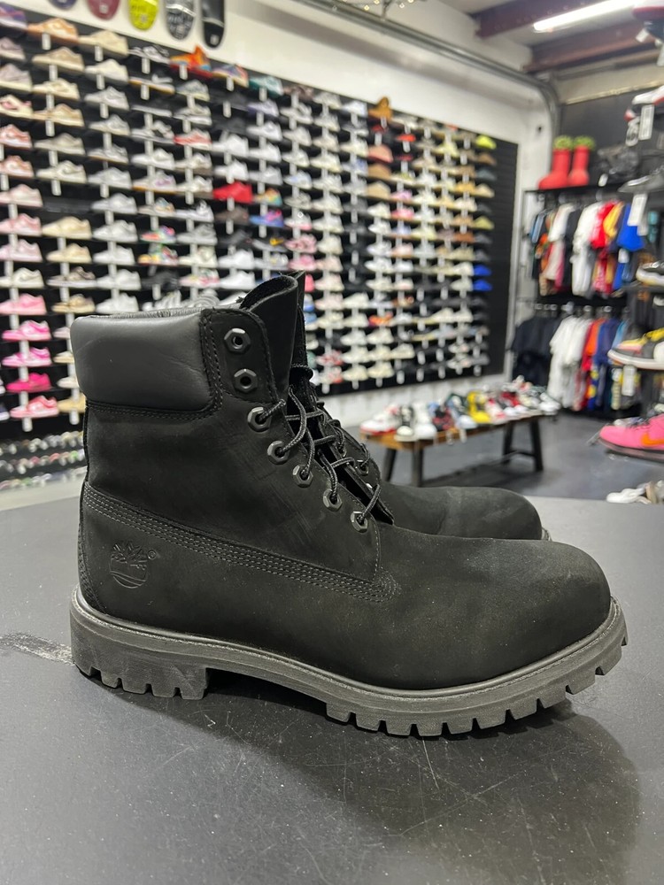 Timberland Men's Size 10 6-Inch Premium Waterproof Boots Black Nubuck Preowned