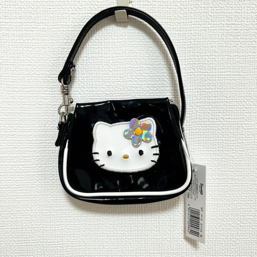 NWT Sanrio Hello Kitty Enamel Wallet Purse Charm Black 1998 Y2K Japan Kawaii