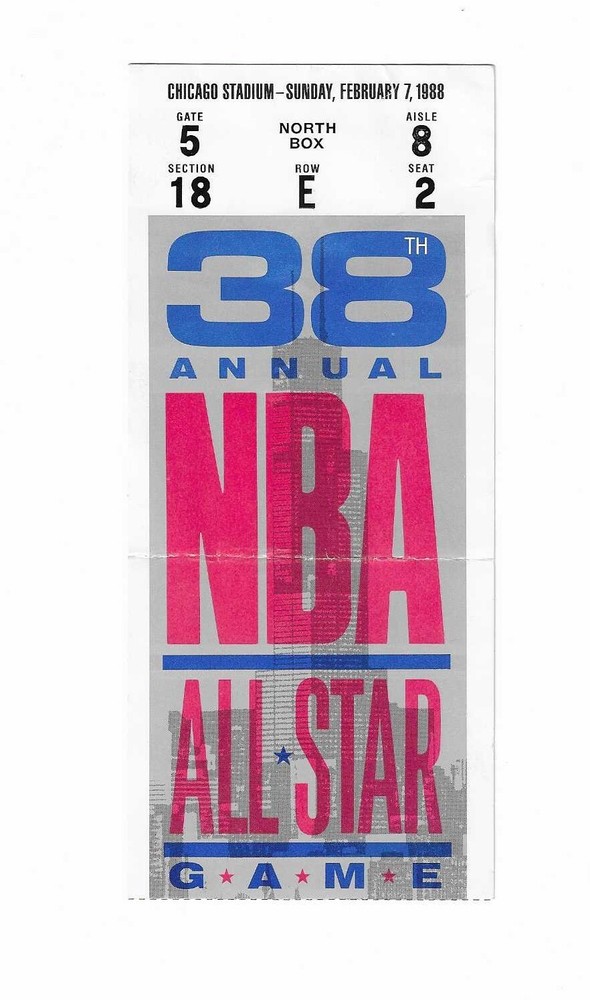 38th Annual NBA All Star Game Ticket Stub from February 7, 1988 Jordan MVP