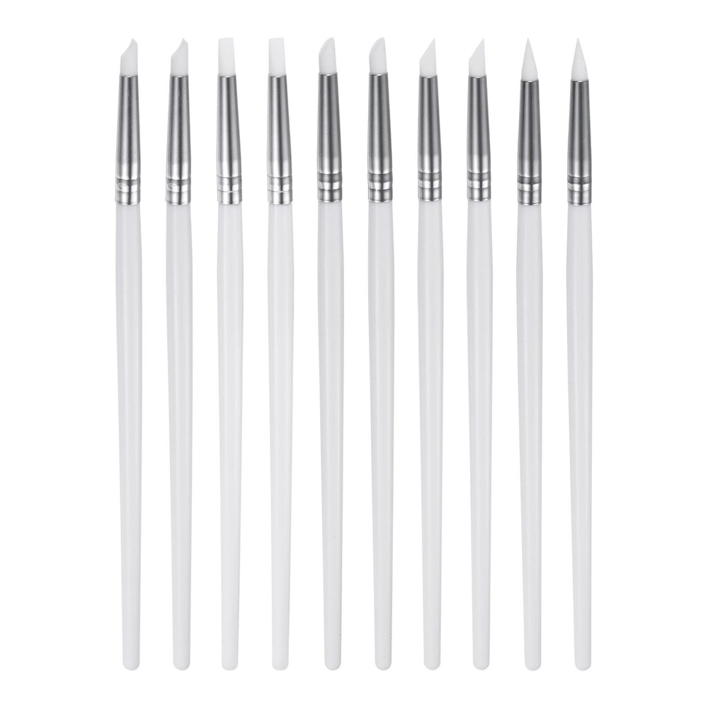 10pcs Silicone Clay Sculpting Tool Shaping Pottery Pen Clay Carving Tool White