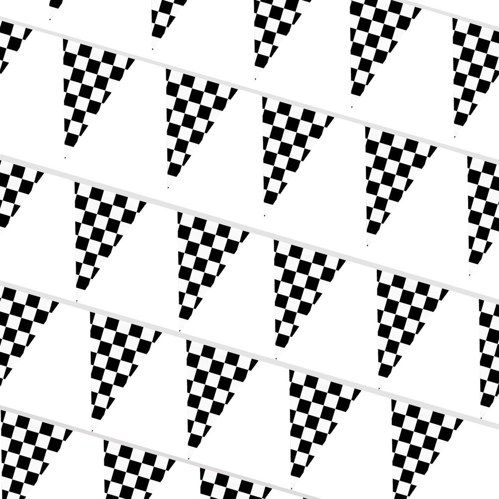 98 Feet Black and White Checkered Flag Banner - Pennant