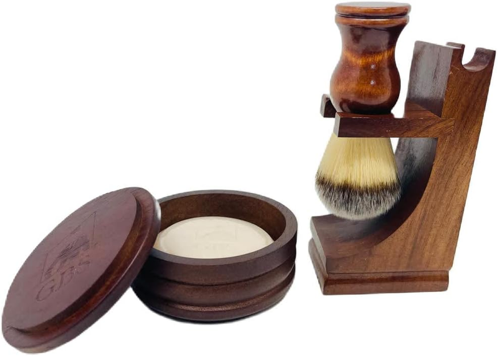 Men'S Wood Shaving Bowl and Shave Brush with Stand Set Christmas Gift for Men St