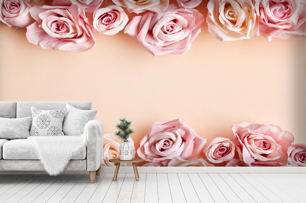 3D Pink Rose Plant Close-up Wall Murals Wallpaper Murals Wall Sticker