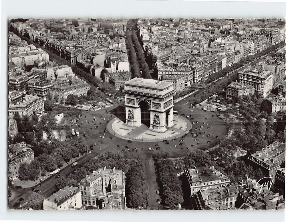 Postcard Aerial View Arc de Triomphe Paris France