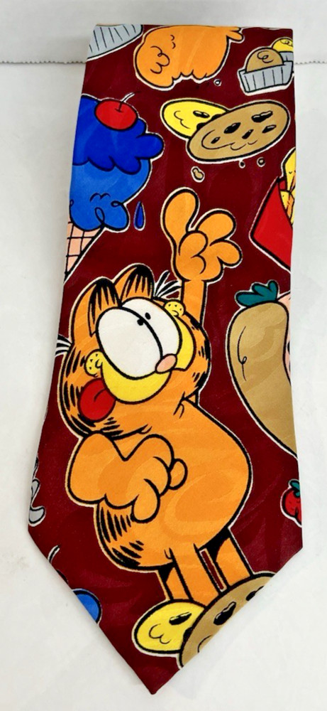 EUC Vintage Balancine Garfield “Hot Cakes” Necktie Cartoon Cat Novelty Tie