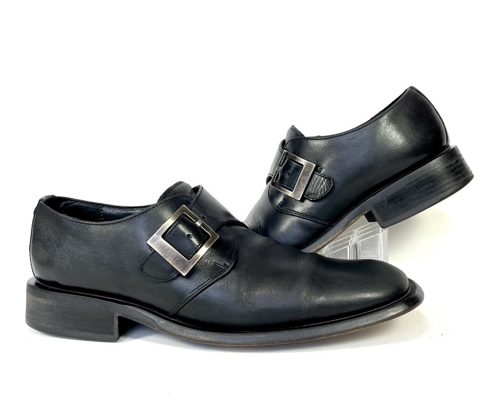 Kenneth Cole NY Monk Strap Dress Shoes Mens 10.5 Black Leather Buckle