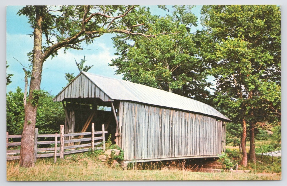 Bridge~Bay Covered Bridge Little Raccoon Creek Hamden Ohio~Vintage Postcard
