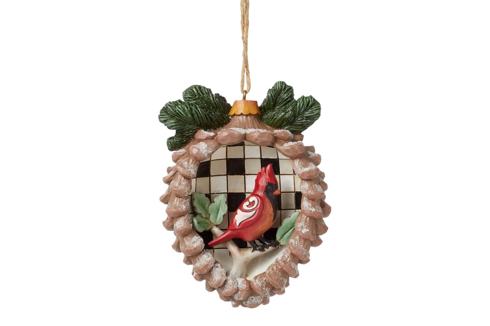 Highland Glen Pinecone with Cardinal Ornament