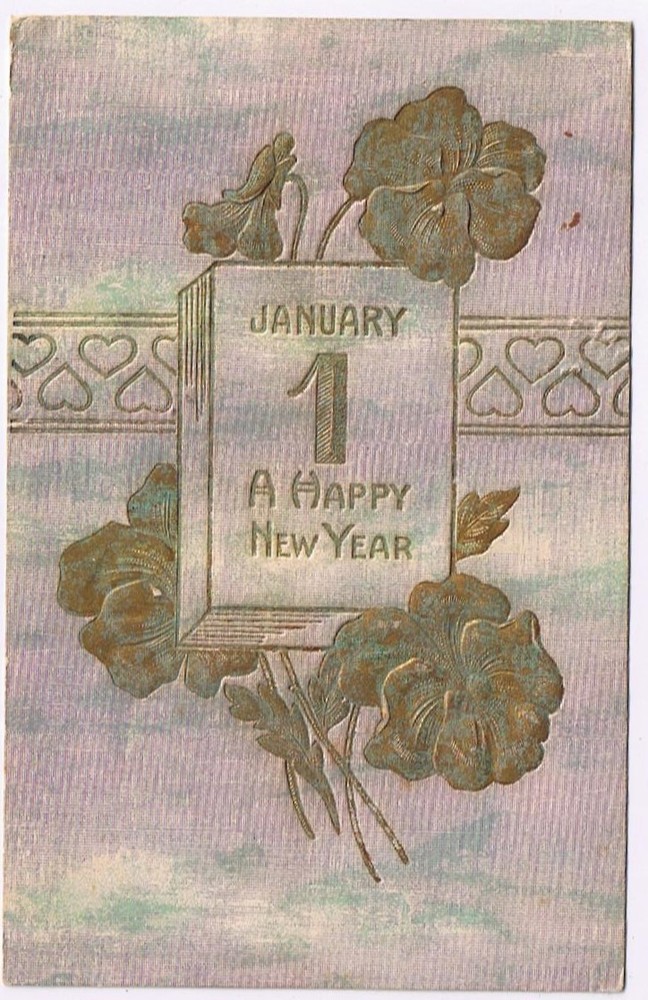 Postcard Embossed January 1 A Happy New Year
