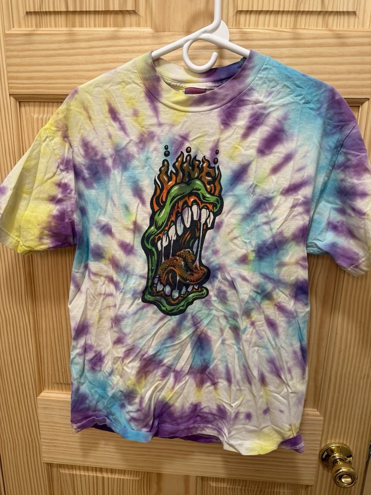 Santa Cruz Tie-Dye Graphic Men's Cotton Crew Neck T-Shirt Multicolor Size Large
