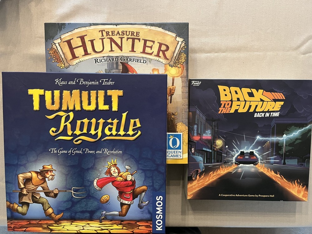 Board Game Lot- Back to the Future Back in Time- Treasure Hunter- Tumult Royale