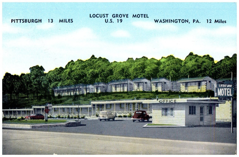 Vintage Postcard 1940s Locust Grove Motel, Washington, PA