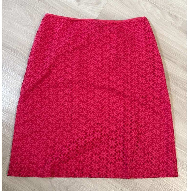 Ann Taylor Pink Floral Eyelet A Line Skirt Size 10 Knee Length Cotton Blend