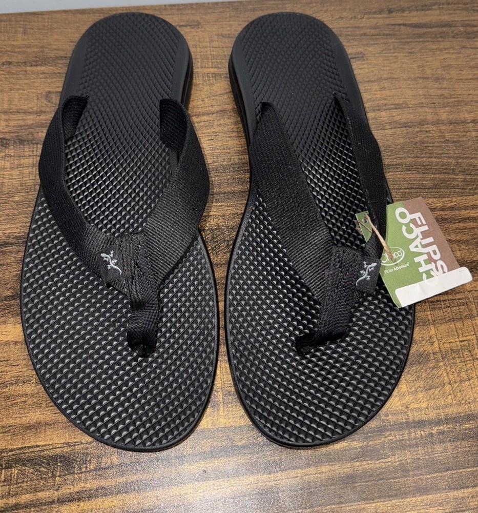 Chaco Women Flip EcoTread Sandals Size 12 Black NWOB