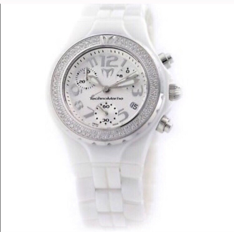 TechnoMarine Swiss Made White Ceramic Chronograph Womens Watch