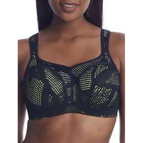 Panache Sport Underwired Sports Bra 5021C Black Neon Lime 32FF High Impact