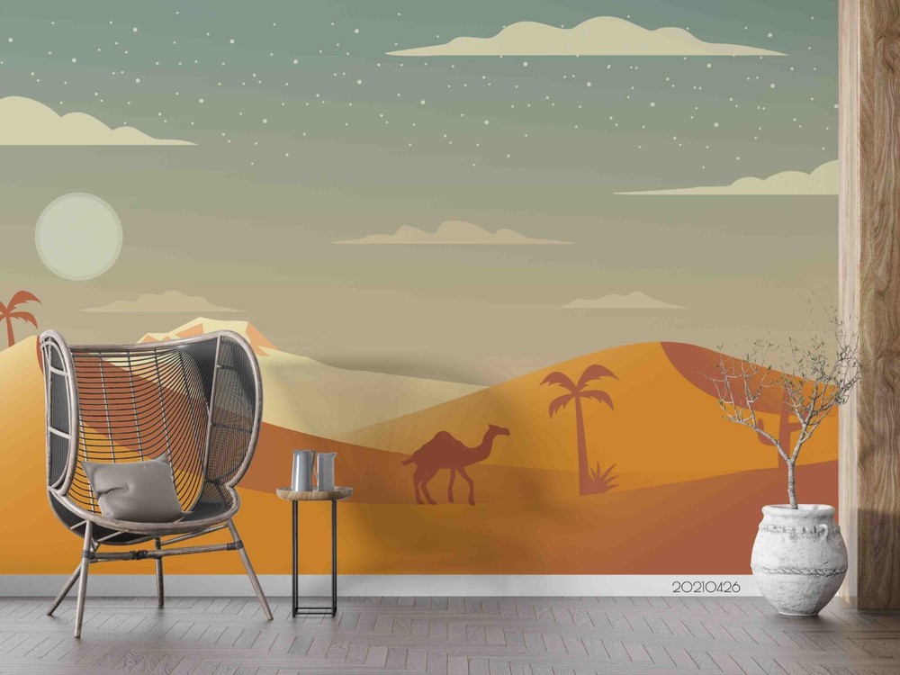 3D Desert Landscape Illustration Wall Murals Wallpaper Murals Wall Sticker