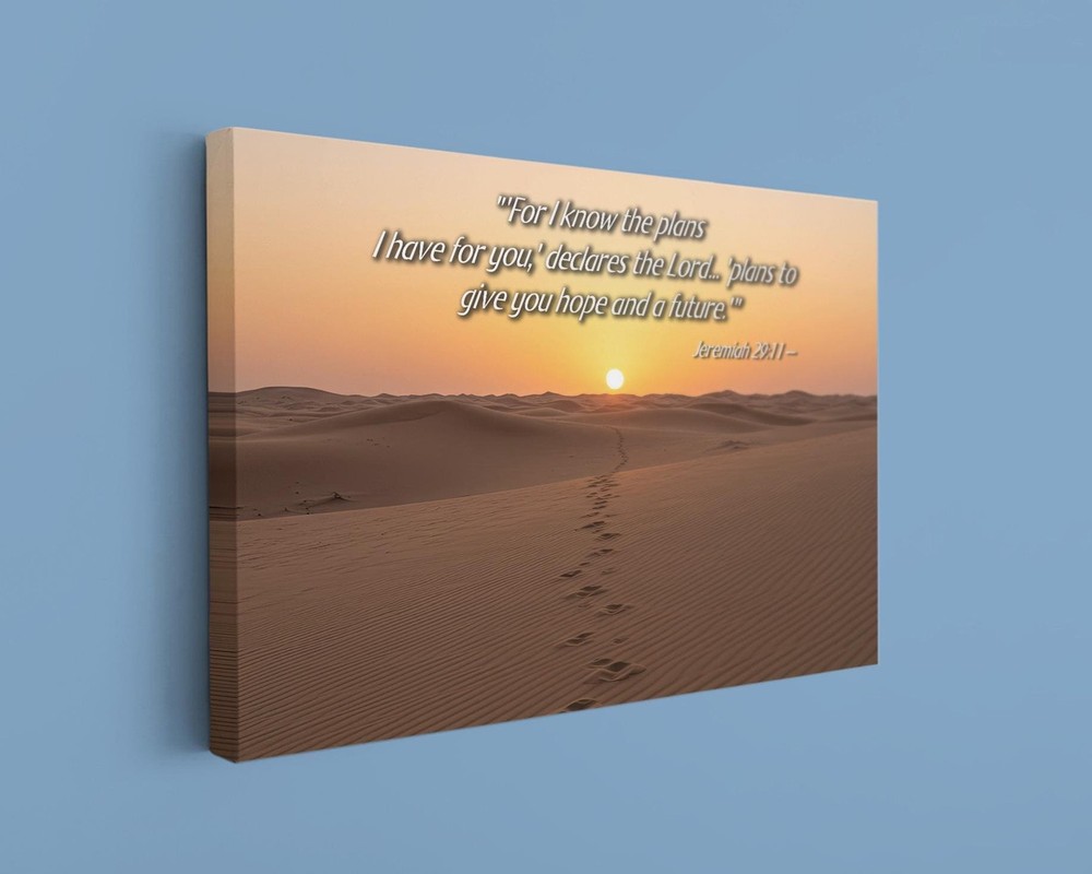 Jeremiah 29:11 Canvas Christian Art Bible Verse Desert Sunset Wall Decor