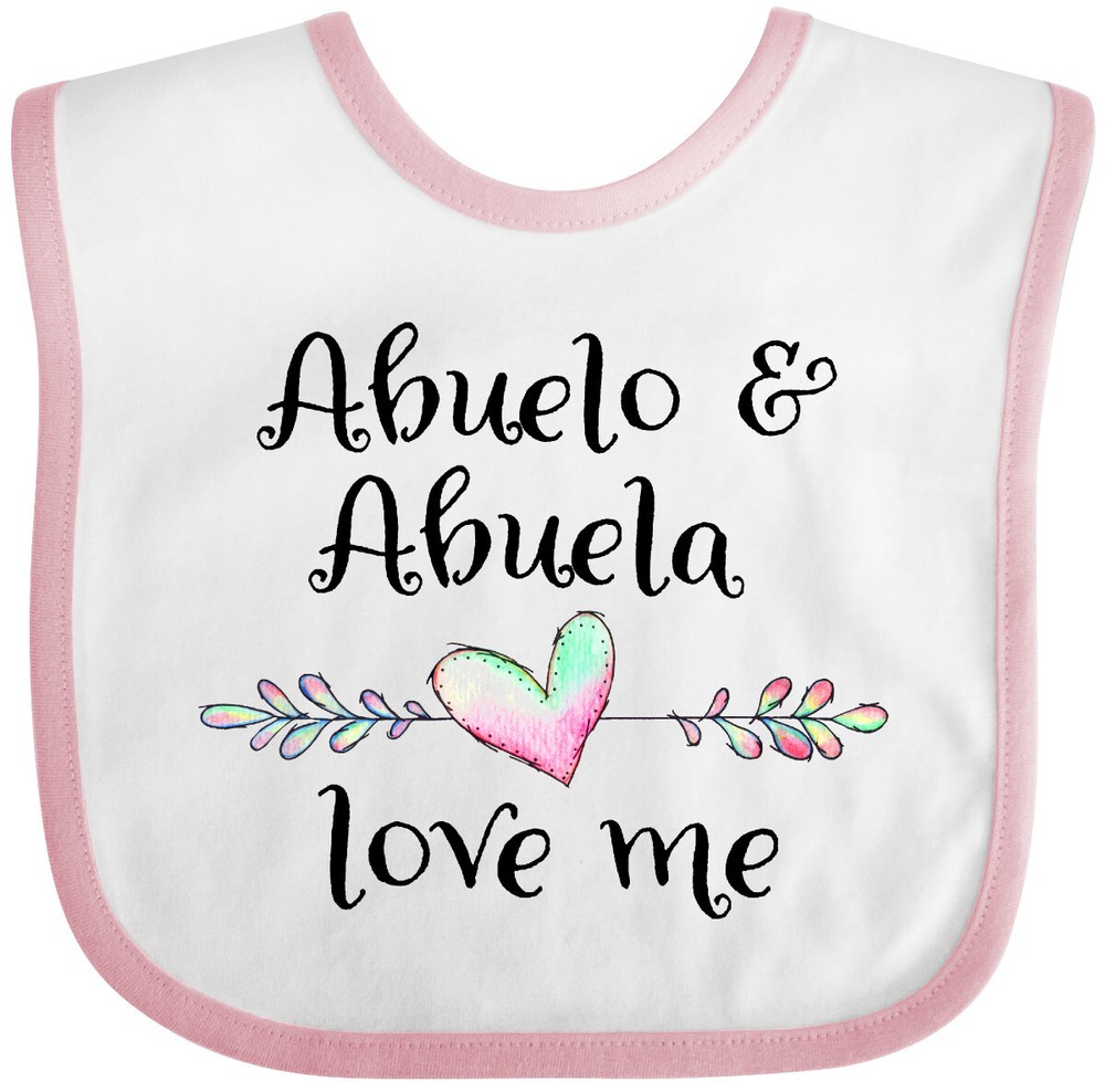 Inktastic Abuelo And Abuela Love Me- Heart Grandchild Baby Bib Grandma Grandpa-image