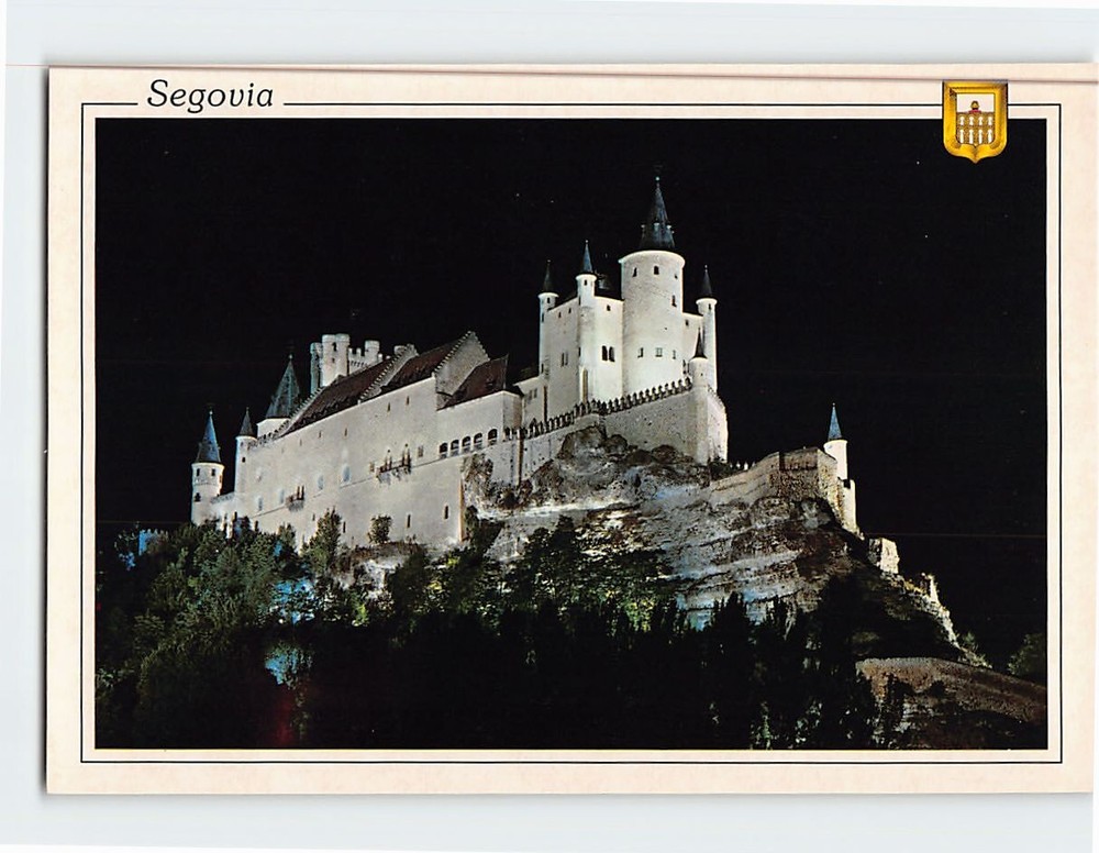 Postcard Nocturnal View El Alcazar Castile and León Segovia Spain
