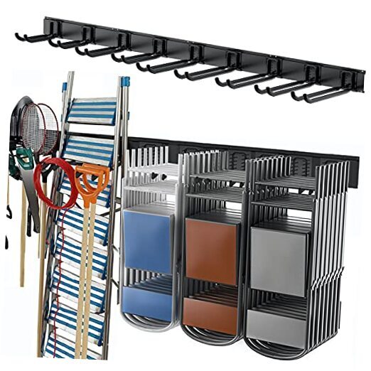 Tool Storage Rack, Heavy Duty Steel Garage Wall Mount Garden Tool Metal Rack