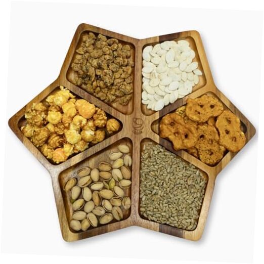 Rustic Acacia Wood Serving Tray Hand-Carved Platter for Charcuterie-image