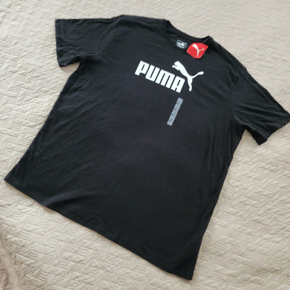 Puma Men’s Logo Graphic T-Shirt Sz XXL Black 100% Cotton