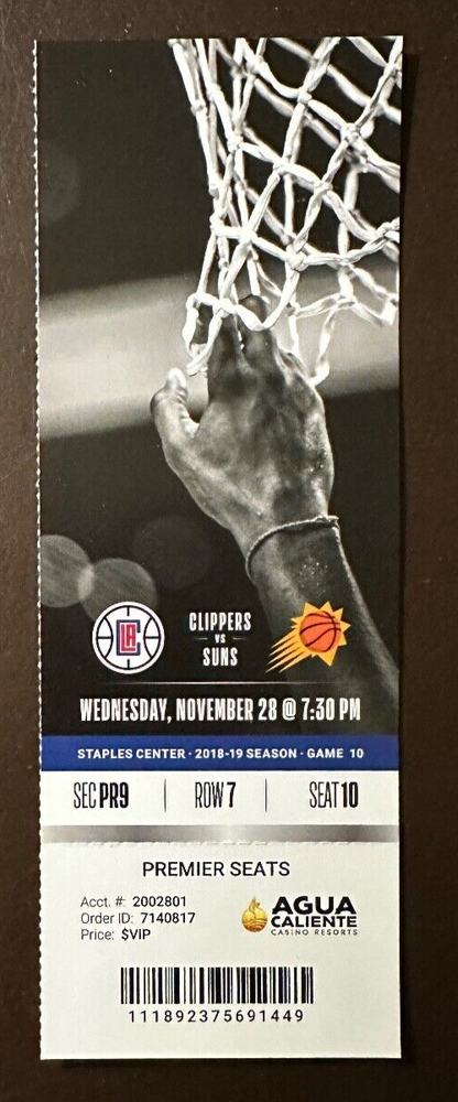 Los Angeles Clippers 11/28/2018 NBA ticket stub vs Phoenix Suns