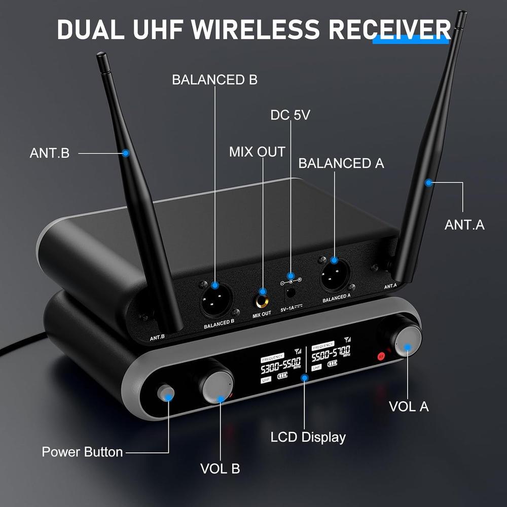 Rechargeable Wireless Karaoke Microphone System with Dynamic Range