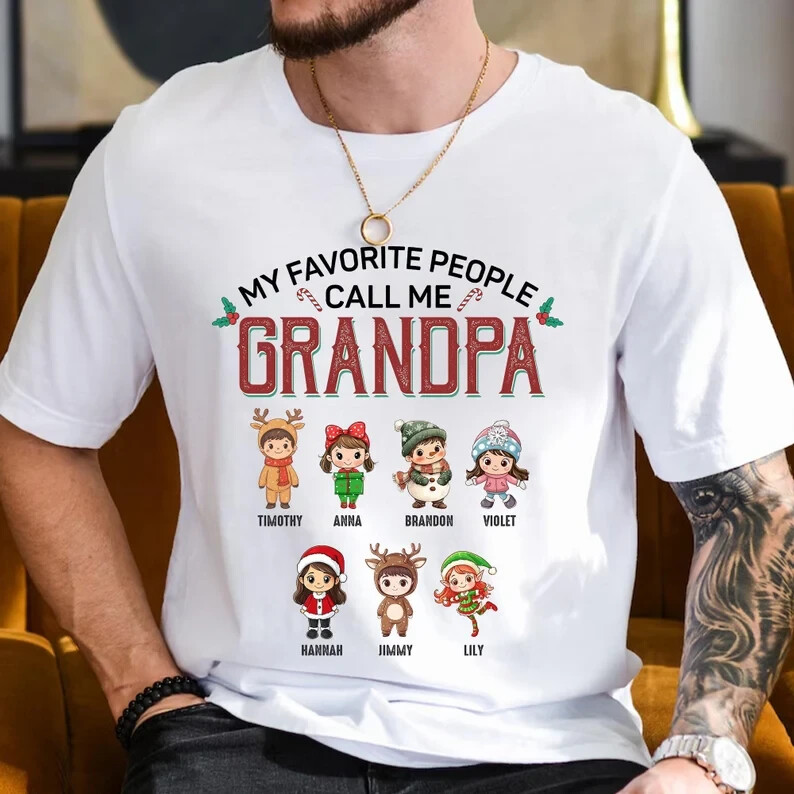 Camisa de Navidad del abuelo, mi favorita llámame abuelo, personalizada papá navidad-image